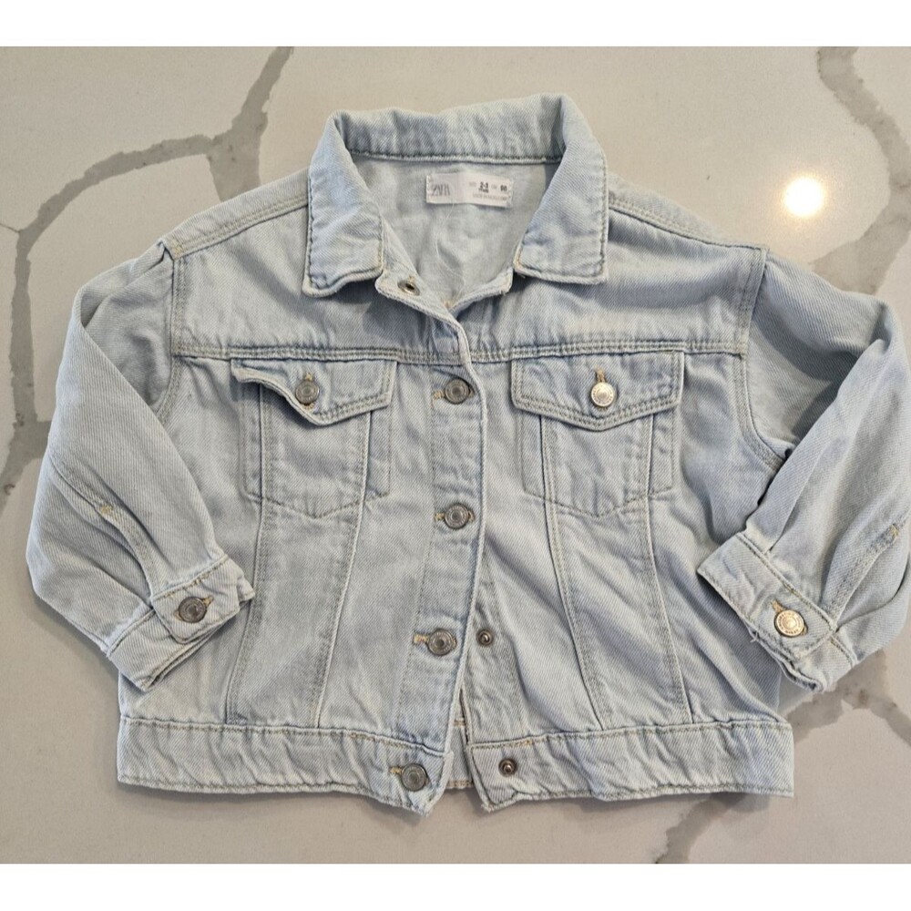 ZARA Size 2-3 Years Light Wash Denim Trucker Jacket Kids Unisex Toddler Jean